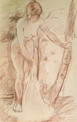 Stående badande, 1888 (sanguine på papper)